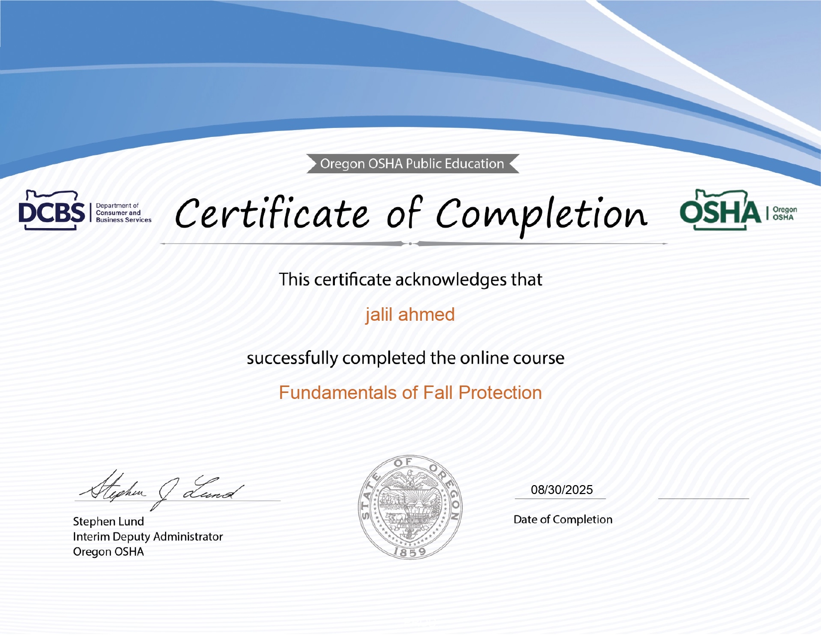 Fall Protection Certificate