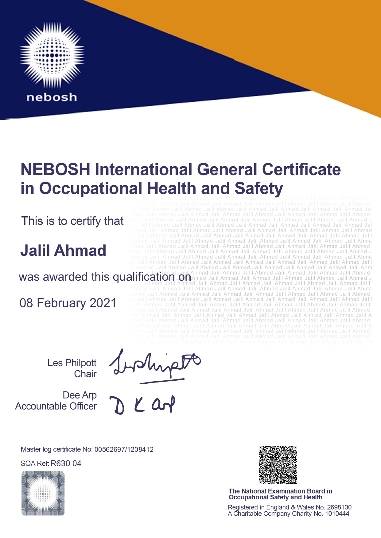NEBOSH Certificate
